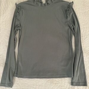 Women's Gray Ruffle Sleeve Top